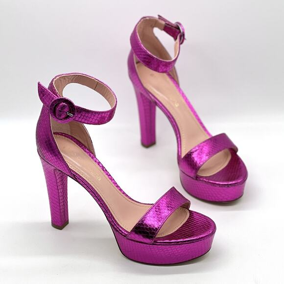 ALDO CASTAGNA Shoes Womens Size 38 Platform Heels Ankle Strap Made in Italy - Picture 1 of 16
